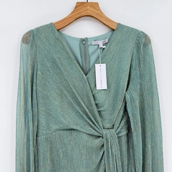 Baltic Born Devlyn Pleated Dress in Blue Sage Shimmer Size L - Picture 7 of 16